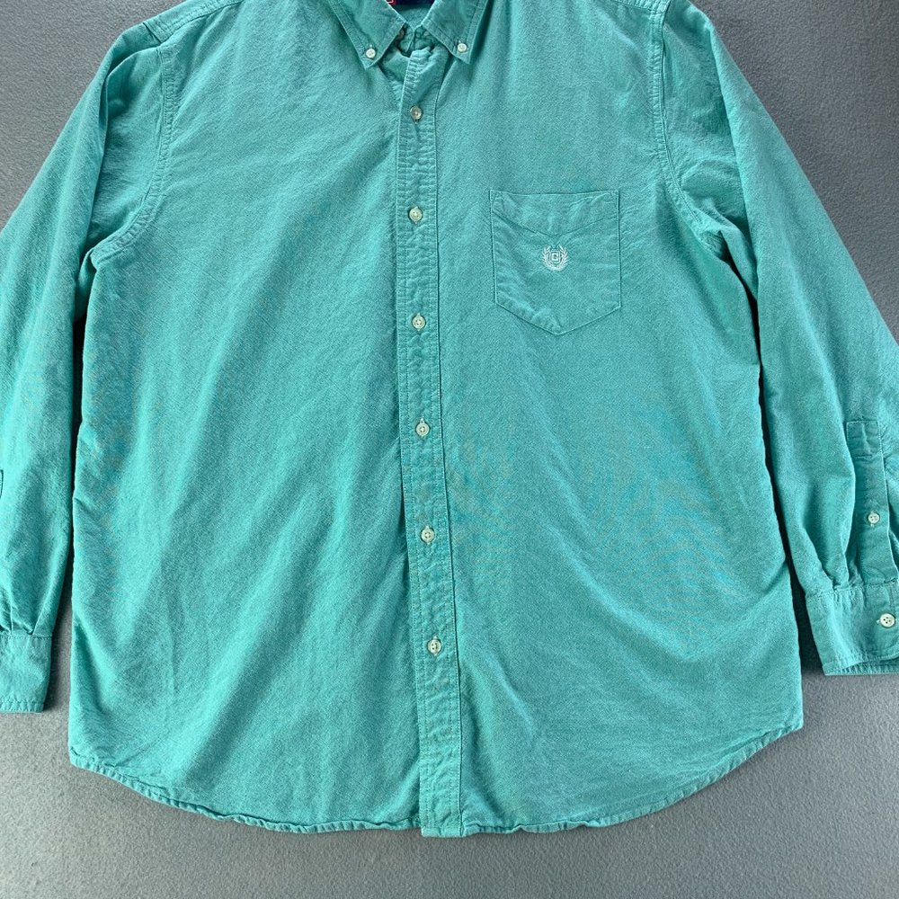 **SOLD**Chaps Mens Shirt Extra Large Teal Oxford Button Down 100% Cotton Pocket - Picture 3 of 11